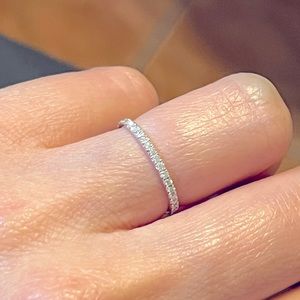 1.0mm FULL Eternity Band 14K solid white gold diamonds ring.